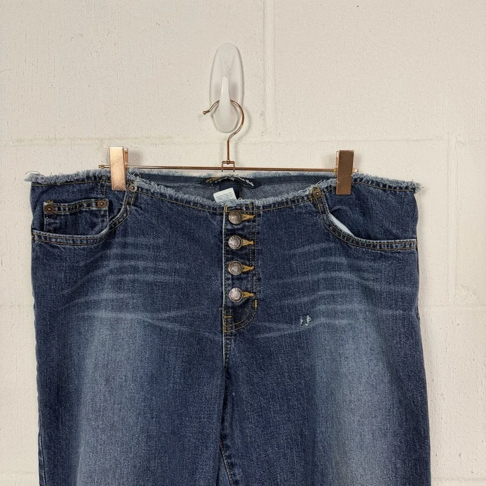 VTG Abercrombie Fitch Low‎ Rise Jeans Raw Waist Flare Button Fly Hippie Indie 12